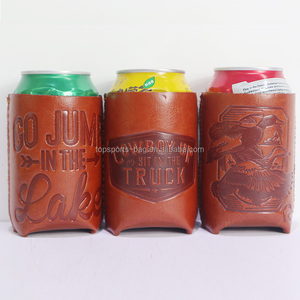 Wholesale Insulated <strong>Magnetic</strong> Soda Can Cooler Waterproof Debossed PU Leatherette Beer Can <strong>Sleeve</strong> - Product Image 6