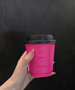 แก้วกาแฟกระดาษแบบใช้แล้วทิ้ง ผนังเดี่ยว/สองชั้น สีชมพูทอง พร้อมฝาปิด พิมพ์โลโก้ตามสั่ง เป็นมิตรต่อสิ่งแวดล้อม - Product Image 1