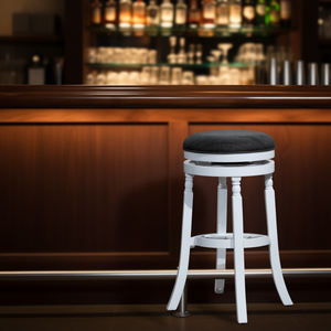 Sgabello da bar bianco da 30 pollici con seduta in tessuto color antracite, design contemporaneo per bar domestico - Product Image 2