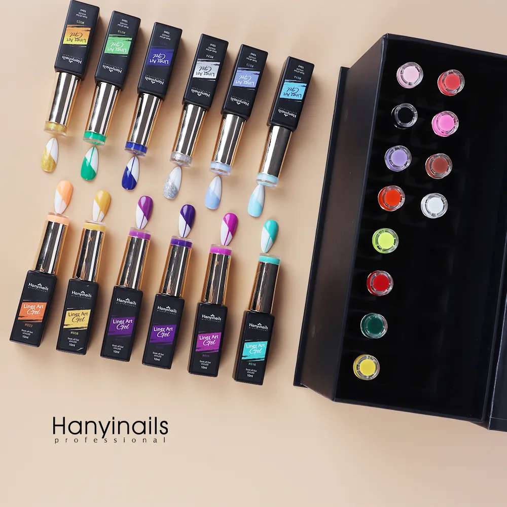 Hanyinails Private Logo Wholesale Basic Nude Autumn Platinum Pastel Colors Liner Painting Gel 36 Colors Set kit
