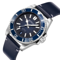 Montre de plongée 300m avec logo personnalisé, montres automatiques mécaniques en cuir véritable, lunette en céramique superluminescente BGW9, Relogio Masculino