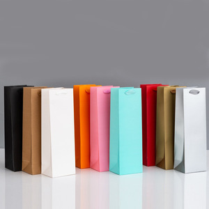 Dày customcustom chai rượu vang Quà Tặng Kraft Túi xách tay bao bì in <span class=keywords><strong>logo</strong></span> bán buôn xử lý rượu vang đôi túi giấy - Product Image 1