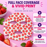 Masque facial imprimé fraise personnalisé sous marque privée, masque en tissu hydratant et éclaircissant à motif de fruits, soins de la peau OEM ODM