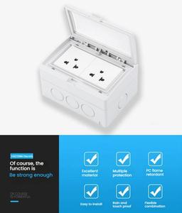 IP55 आउटडोर हमसे/th डुप्लेक्स दीवार आउटलेट वाटरप्रूफ और डस्टप्रूफ बॉक्स विद्युत आउटलेट 2 गैंग स्विच्ड सॉकेट कवर - Product Image 3