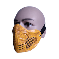 Masque de jeu Mortal Kombat Scorpion Cosplay X Masque en Latex demi-visage jaune pour accessoire de déguisement de fête d'Halloween