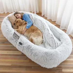 Heavy Faux Bont Verstelbare Wasbare Grote Spons Lui Dutten Menselijke Maat Slaapmat Menselijke Hond Bed Voor Mensen Volwassenen
