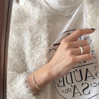 Bague Sayina en argent sterling 925 brossé mat pour femme, bande ouverte simple, style basique polyvalent