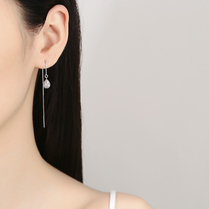 Diamante blanco <span class=keywords><strong>CZ</strong></span> lágrima enhebrador pendientes largos de plata esterlina 925 cadena borla lágrima pendientes colgantes - Product Image 6