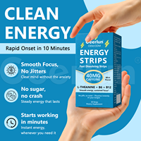 Bandes orales énergétiques OEM saveur menthe avec L-Théanine, Vitamine B12, Caféine pour l'énergie et la concentration, dissolution rapide pour suppléments pré-entraînement