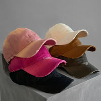Gorra de béisbol Oxford vintage rosa desgastada de 6 paneles con diseño de frutas, de ala ancha, lavado degradado, ajustable, unisex, talla grande, para todos.