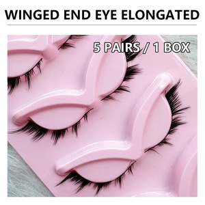 5 paires de faux cils œil de chat en vison synthétique, à extrémité ailée, allongés, naturels, longs, style <span class=keywords><strong>manga</strong></span>, pour maquillage - Product Image 3