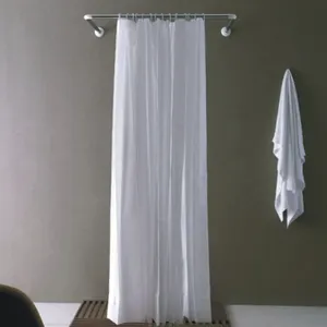 SANIPRO gantungan tirai kamar mandi, hiasan dinding tanpa bor, partisi tiang gantungan baja antikarat tipe U batang tirai mandi