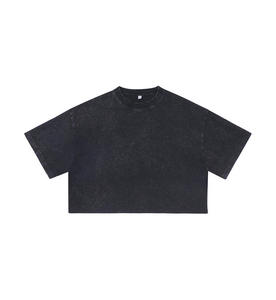 Camiseta Corta de Algodón con Logotipo Personalizado, Estilo Vintage Lavado al Ácido, para Mujer, Sexy, a la Moda, Ropa Urbana - Product Image 4