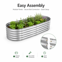 Jardinière Modulaire en Acier Galvanisé Thermolaqué, Grand Bac Rectangulaire pour Culture de Légumes en Extérieur, OEM/ODM