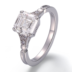 Платиновое кольцо с бриллиантом в классическом стиле «Пронс», PT950, основной камень 1 карат, огранка «Ашер», выращенный в лаборатории бриллиант, обручальное или юбилейное кольцо - Product Image 1