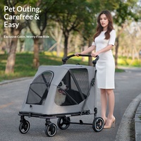 Poussette Métallique Transfrontalière la Plus Vendue pour Animaux de Compagnie, Poignée Réglable pour Chiens et Chats de Taille Moyenne à Grande, Pliage en un Clic pour Chiens Âgés