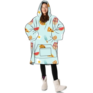 Super Warm Light Weight Grey Oversize Wearable <strong>Blanket</strong> <strong>Hoodie</strong> for <strong>Women</strong> Men Kids Gift Polyester <strong>Blanket</strong> Sweatshirt - Product Image 3