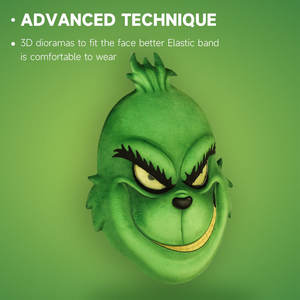 热卖批发服装派对乳胶道具万圣节圣诞绿色怪物装饰满头格林奇面具游戏套装 - Product Image 6