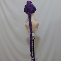 Accessoires de Costume d'Halloween Perruque de Cosplay Longue Tresse Violette Rumi Taille Adulte Enfant AOKG-170