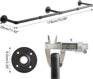 70 Inch Industrial Pipe <strong>Clothes</strong> Bar Rack <strong>Wall</strong> Mounted Garment Hanging Storage <strong>Rail</strong> for Bedroom Living Room Laundry Room - Product Image 4