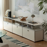 Meuble TV Minimaliste Moderne Médiéval en Acier Inoxydable, Armoire de Rangement Autonome en Métal pour Chambre et Salon