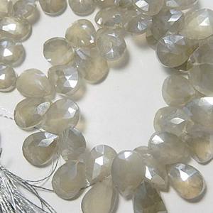 Piedra lunar diamante gris facetada piedra lunar pera Briolette 7-8mm cuentas hebra - Product Image 3