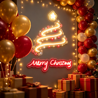 Enseigne néon LED personnalisée Joyeux Noël, multicolores, télécommandée, pour publicité et décoration de café, boutique, bar, mur