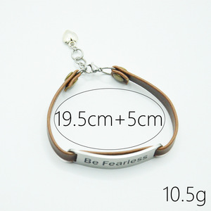 Be Fearless <b>Leather</b> <b>Bracelet</b> Women Inspirational Retro Style Foldable Jewelry Gift - Product Image 3