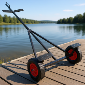 Chariot de remorque pour bateau en acier au carbone réglable, pneus pneumatiques de 16 pouces, capacité de charge de 420 lb, support antidérapant - Product Image 2