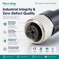 Cable Pigtail Hembra Codificado A de 4 Pines M12, Resistente al Agua IP68, Cable de Sensor PUR de Alta Resistencia de 5.0M para Equipos de Fábrica y PLC