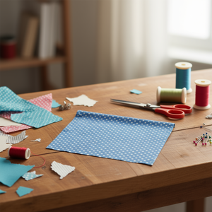 Tessuto a pois Ilan 100x150cm blu e bianco per lavori creativi - Product Image 3