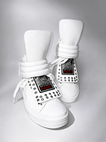 Prix de gros Baskets montantes d'hiver en cuir pleine fleur à lacets avec languette amovible pour hommes et femmes