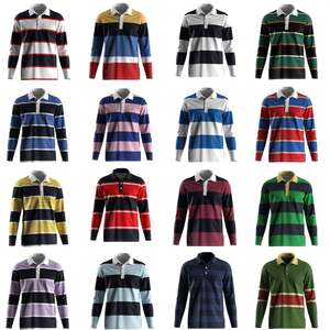 เสื้อโปโลชายแบบสวมใส่สบาย แห้งเร็ว ลายทาง แขนยาว สำหรับเล่นกอล์ฟหรือรักบี้ - Product Image 6