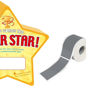 Tarjetas con Forma de Estrella, Premios para el Aula, Tarjetas Rasca y Gana Personalizadas para Niños, Haz Tu Propia Tarjeta Rasca y Gana - Product Image 1
