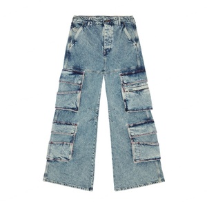 กางเกงคาร์โก้หลายกระเป๋า ทรงหลวม เอวสูง กางเกงยีนส์ทรงแบ็กกี้ ผู้หญิง กางเกงยีนส์ขาตรง กางเกงคาร์โก้ผู้หญิง กางเกงยีนส์เดนิม - Product Image 3