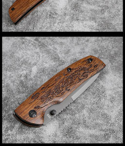 Couteau de poche pliable personnalisable de qualité OEM pour le camping, lame en acier inoxydable 3CR13 ultra-affûtée, manche en ABS couleur bois - Product Image 6
