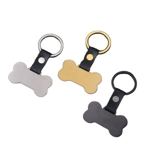 Colgante de Acero Inoxidable con Diseño de Hueso para <span class=keywords><strong>Perro</strong></span>, Personalizable con Grabado, en Oro, Plata o Negro, con Hebilla de Cuero PU Resistente, Venta al por Mayor - Product Image 1