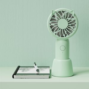 Mini ventilateur à oreilles de chat, rechargeable par USB, ventilateur électrique silencieux et portable pour étudiants, dortoirs, vert - Product Image 1