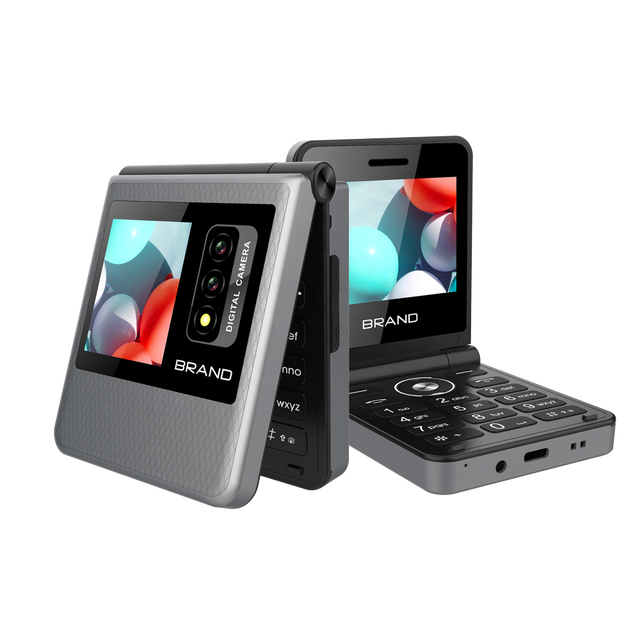 2.4 Inch+1.77 Inch Unlocked Gsm Keypad Flip Feature Mobile Phone with Type C
