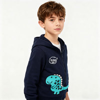 Sweat à capuche tendance pour garçons, motif de dinosaure, sweat à capuche mignon, sweat-shirt décontracté personnalisé, veste zippée pour enfants, printemps automne