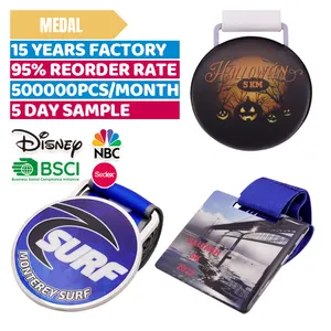 Medalha de corrida de maratona com impressão em metal por atacado para corrida em cores Medalhas esportivas personalizadas