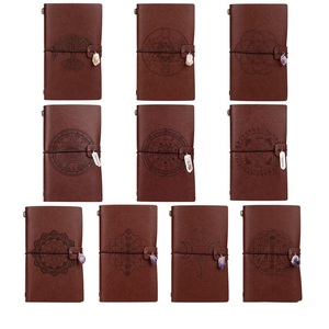 Cuaderno de cuero PU con logotipo personalizado, cuaderno de cristal, GEMA, <span class=keywords><strong>chacra</strong></span>, marrón - Product Image 4