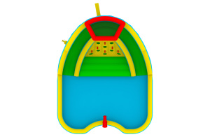 Doppia il brivido: scivolo gonfiabile a due piani con secchio d'acqua e piscina profonda per bambini - Product Image 2