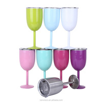 Gobelet à vin doré en acier inoxydable incassable 10oz, gobelet isolé en verre violet