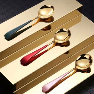 Bulk Colourful 304 Stainless Steel Creative Korean Spoon Golden Coffee Cupping Round Dessert Spoon Tea Spoon - Product Image 3