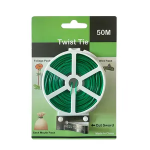 20m/30m/50m Garden Plant Climbing Vine Support Plastic Wire Reel Plant Twist Tie with Cutter