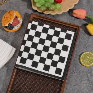Black And <b>White</b> Checkerboard Paper Napkins Square Double Layer Party Tableware 330mmx2 - Product Image 4