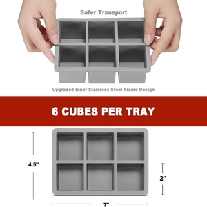 Hot bán tùy chỉnh 6-buồng vuông Silicone khay đá dễ dàng phát hành cho tủ lạnh sử dụng Bisphenol một miễn phí - Product Image 3