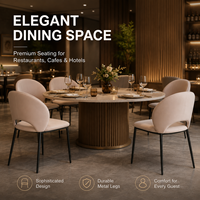 Chaise d'hôtellerie moderne en similicuir crème, dossier incurvé avec découpe, pieds en métal, pour restaurant, café, hôtel