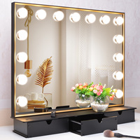 Miroir de coiffeuse moderne à LED Smart Touch personnalisé avec rangement pour vos cosmétiques Miroir de cabine photo de bureau pour interrupteur tactile